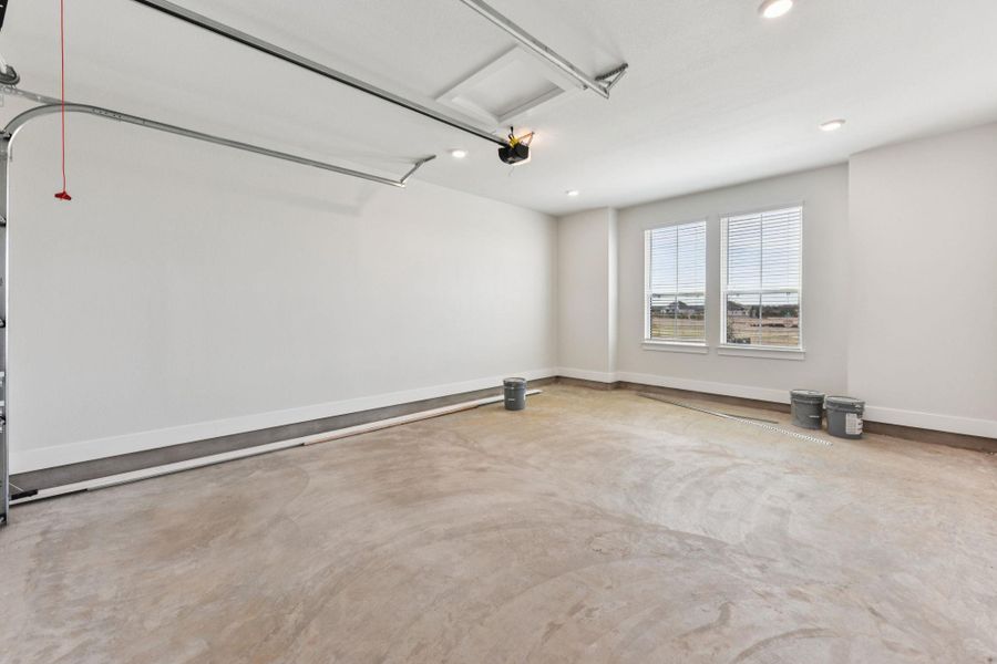 Garage with recessed lighting