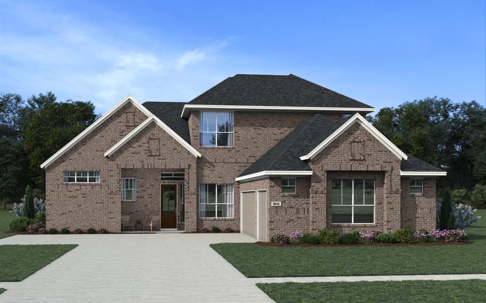 Representative exterior photo of a completed home built from the Stafford by Chesmar Homes in Mesa Western, Cibolo, TX (Image 3).