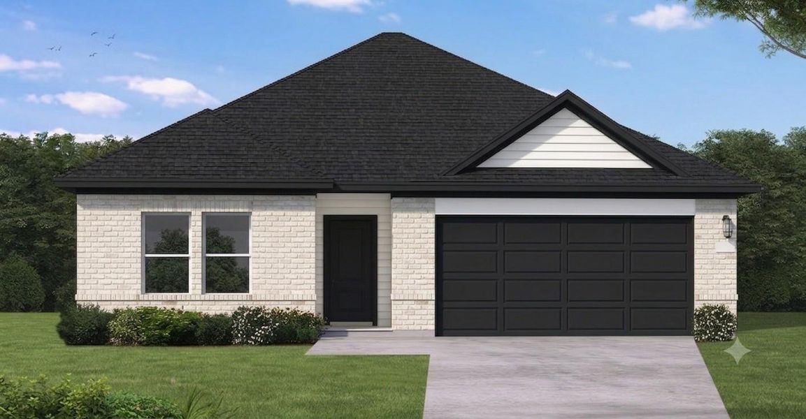 Front exterior of a new home in River Ranch Trails, Dayton, TX, highlighting curb appeal (Image 1). Front exterior of a new home in River Ranch Trails, Dayton, TX, highlighting curb appeal (Image 1).