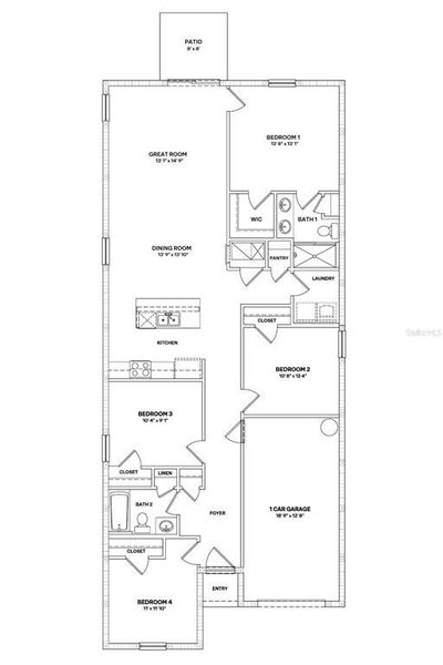 2D floor plan layout of this home in Rye Crossing, Parrish, FL (Image 2). 2D floor plan layout of this home in Rye Crossing, Parrish, FL (Image 2).