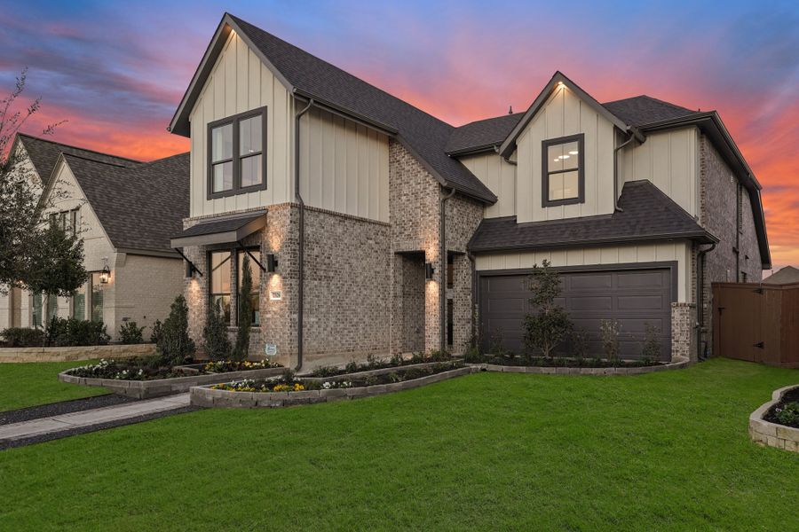Front exterior of a new home in Elyson 45' & 70', Katy, TX, highlighting curb appeal (Image 25).