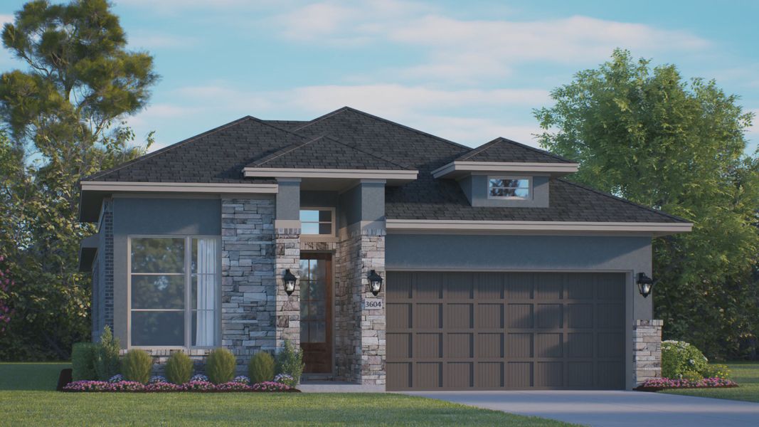 Representative exterior photo of a completed home built from the Orlando by Chesmar Homes in Wood Leaf Reserve, Tomball, TX (Image 13). Representative exterior photo of a completed home built from the Orlando by Chesmar Homes in Wood Leaf Reserve, Tomball, TX (Image 13).