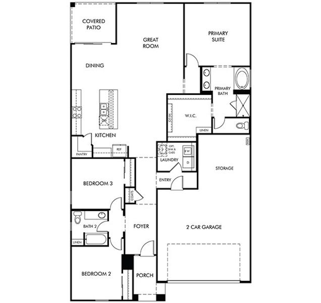 2D floor plan layout of this home in Paloma Creek - Reserve Series, Surprise, AZ (Image 2).