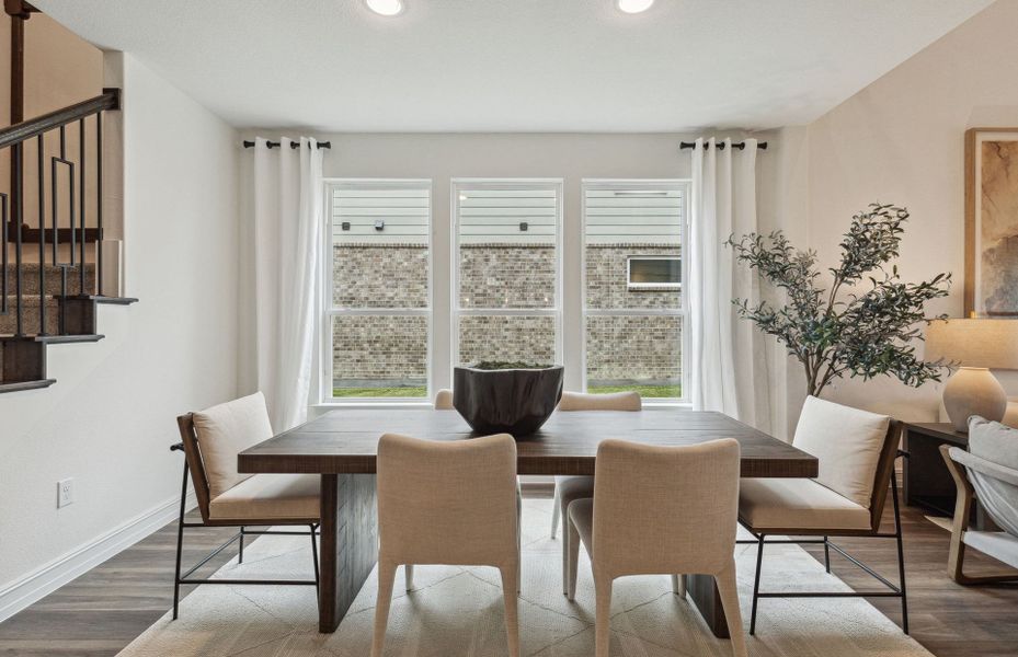 Dining area with large windows