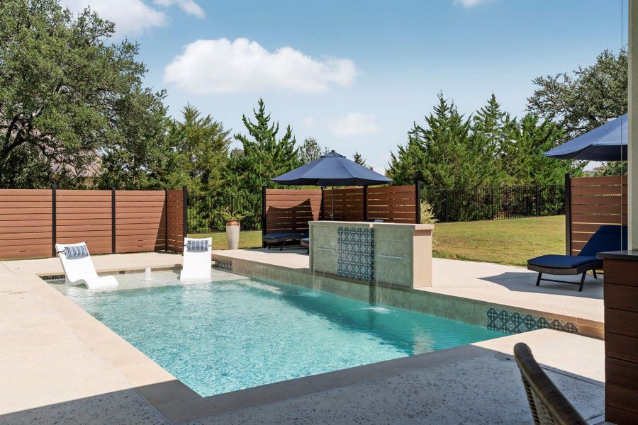 12' x 26' Martini size pool is inviting and easy to maintain. 12' x 26' Martini size pool is inviting and easy to maintain.