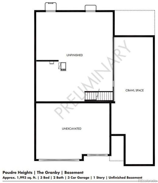2D floor plan layout of this home in Poudre Heights: The Alpine Collection, Windsor, CO (Image 3).