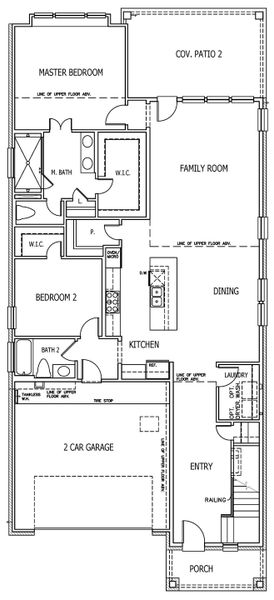 2D floor plan layout of this home in Santa Rita Ranch, Liberty Hill, TX (Image 5).