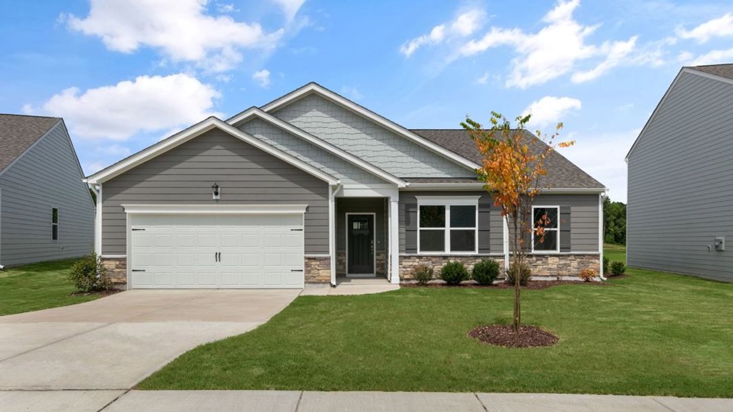 Representative exterior photo of a completed home built from the BOOTH by D.R. Horton in Anderson Farm, Wendell, NC (Image 17).