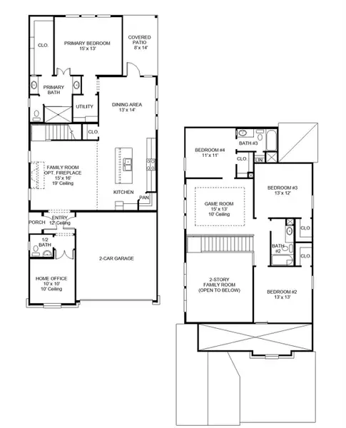 2D floor plan layout of this home in Santa Rita Ranch Tierra Rosa, Liberty Hill, TX (Image 4).
