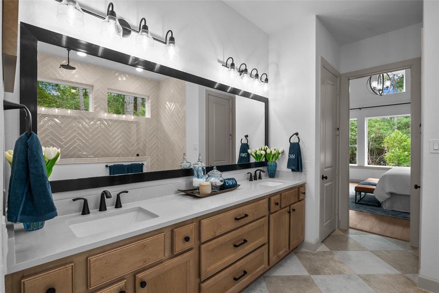 REPRESENTATIVE PHOTO:  Big Master vanity with quartz counters and dual sinks