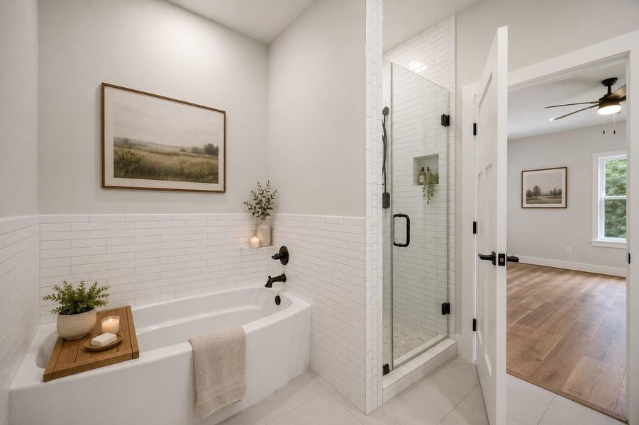 Indulge in a serene bath or invigorating shower within this crisp, well-appointed bathroom. Indulge in a serene bath or invigorating shower within this crisp, well-appointed bathroom.