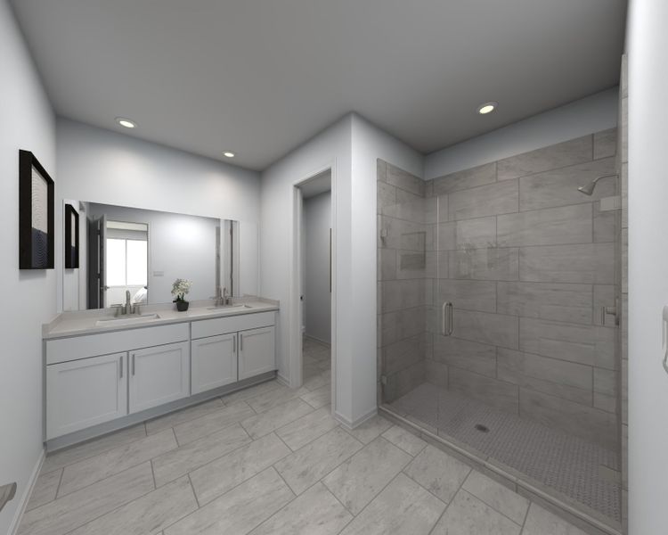 The Chesapeake Floorplan Primary Bathroom Rendering.