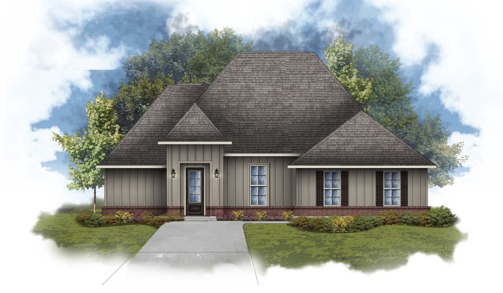 Representative exterior photo of a completed home built from the Carabelle III J by DSLD Homes in Iron Rock, Cantonment, FL (Image 1).