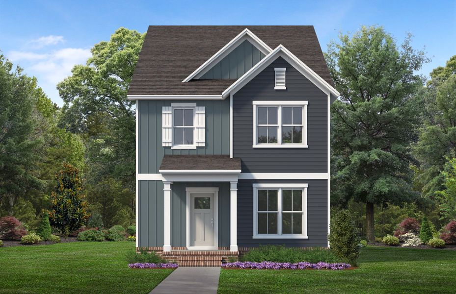 Front exterior of a new home in Mailman Post, Knightdale, NC, highlighting curb appeal (Image 1). Front exterior of a new home in Mailman Post, Knightdale, NC, highlighting curb appeal (Image 1).