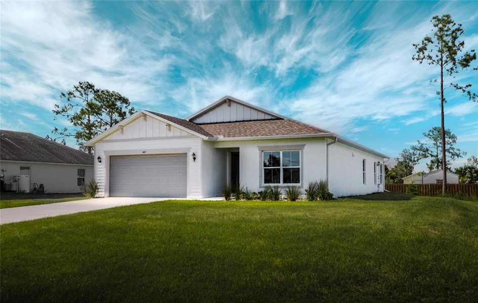 Front exterior of a new home in , Lehigh Acres, FL, highlighting curb appeal (Image 2). Front exterior of a new home in , Lehigh Acres, FL, highlighting curb appeal (Image 2).