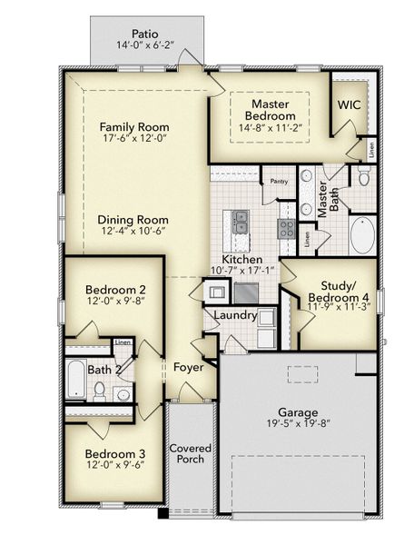 2D floor plan layout for the 1635-C by Adams Homes in Briarwood, Alachua, FL (Image 5).