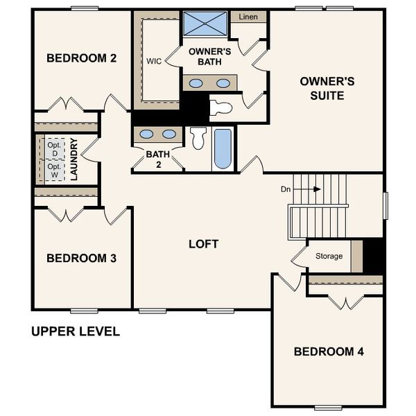 2D floor plan layout for the Caldwell by Century Communities in Grants Landing, Salisbury, NC (Image 5).
