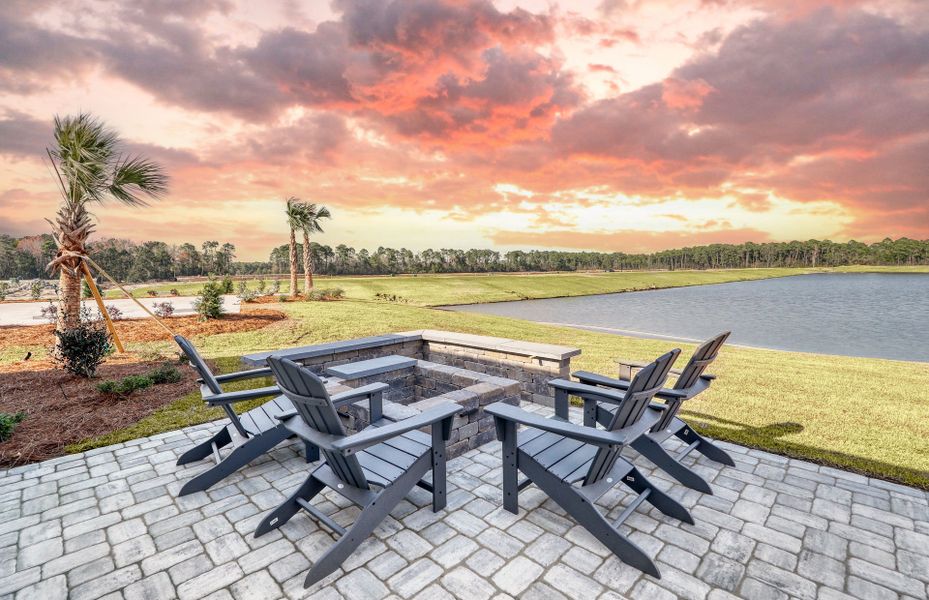 An optional patio that overlooks the pond for a sunset view.