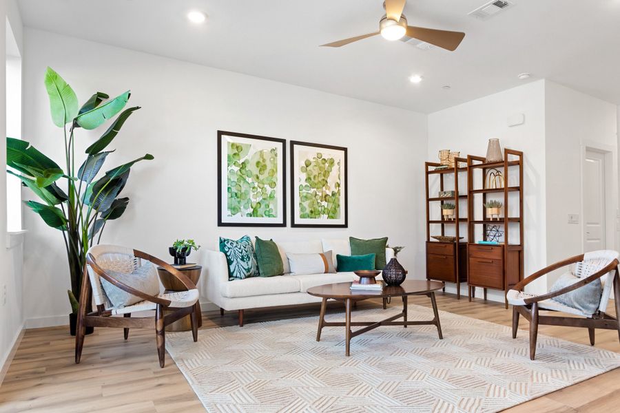 Furnished interior view inside a new home in Willow Grove Townhomes, Melissa (Image 7).