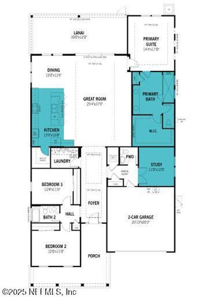 2D floor plan layout of this home in RiverTown - WaterSong, St. Johns, FL (Image 2).