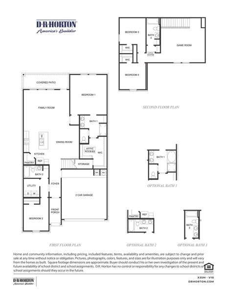 2D floor plan layout for the Mitchell by D.R. Horton in Caldwell Crossing, Iowa Colony, TX (Image 3).