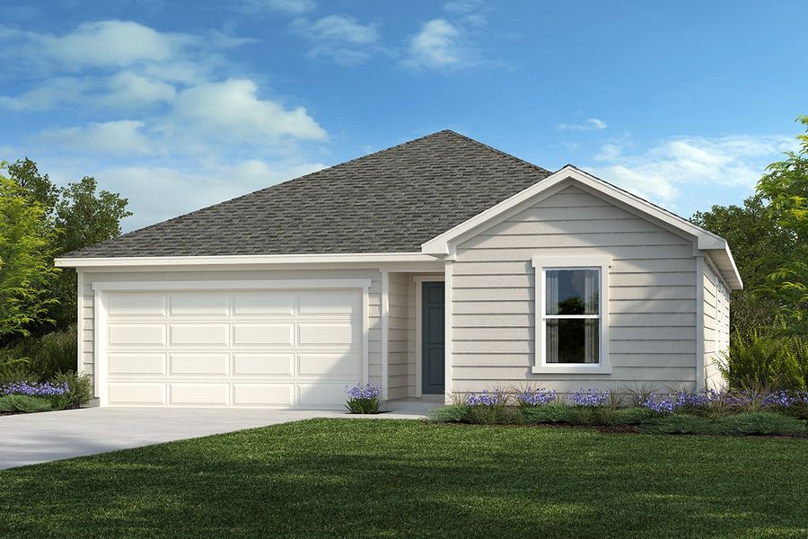 Representative exterior photo of a completed home built from the Plan 1491 by KB Home in Sagecrest Preserve, Conroe, TX (Image 11). Representative exterior photo of a completed home built from the Plan 1491 by KB Home in Sagecrest Preserve, Conroe, TX (Image 11).