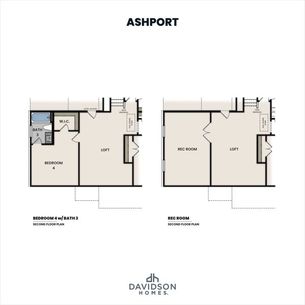 2D floor plan layout for the The Ashport K by Davidson Homes LLC in Montrose, Aberdeen, NC (Image 7).