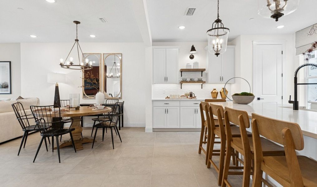 Dining area with tile flooring Dining area with tile flooring