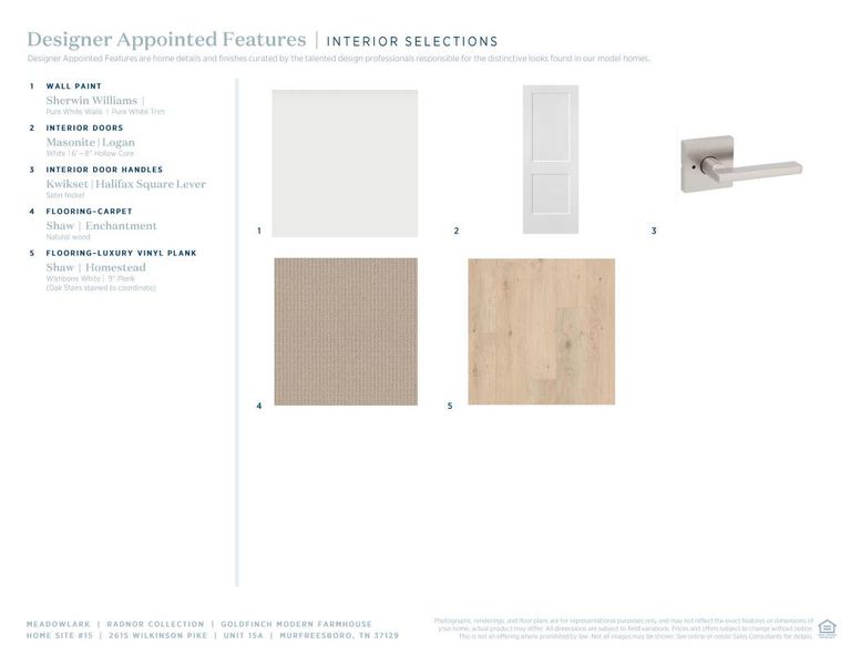 Sample of building materials used in homes in Meadowlark, Murfreesboro (Image 6). Sample of building materials used in homes in Meadowlark, Murfreesboro (Image 6).