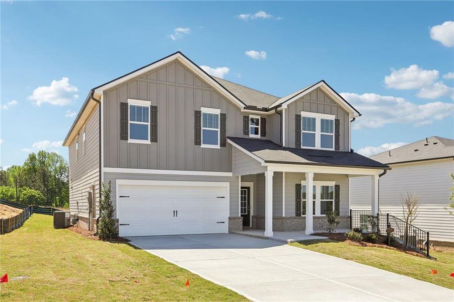 Front exterior of a new home in Preserve at Mountain Creek, Pendergrass, GA, highlighting curb appeal (Image 23).