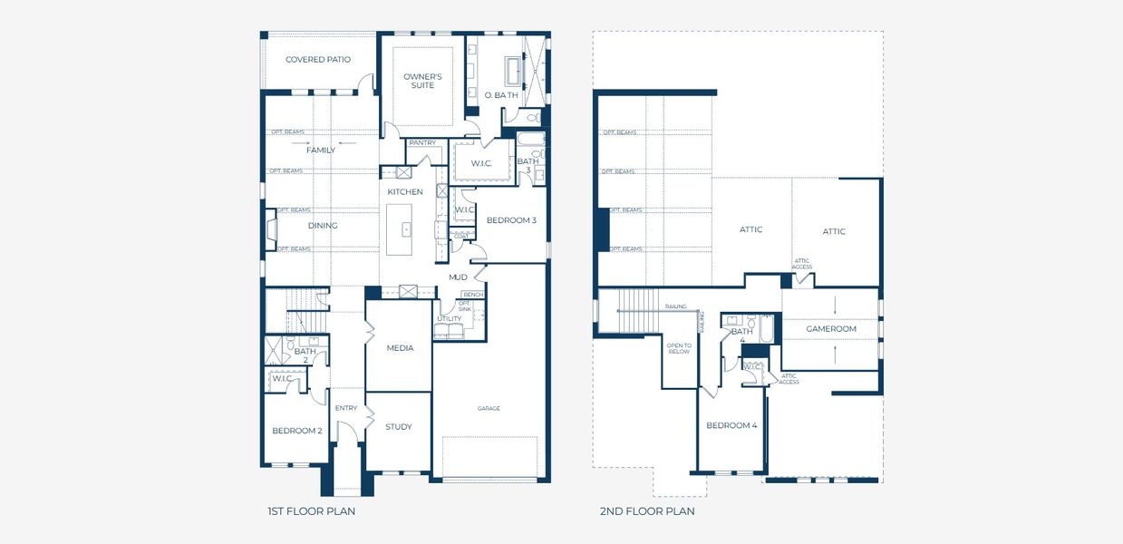2D floor plan layout for the Stella by Southgate Homes in Painted Tree 60' Series, McKinney, TX (Image 2).