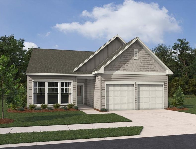 Front exterior of a new home in , Locust Grove, GA, highlighting curb appeal (Image 1). Front exterior of a new home in , Locust Grove, GA, highlighting curb appeal (Image 1).