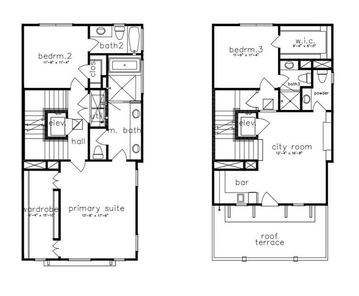 Third and fourth floor plan