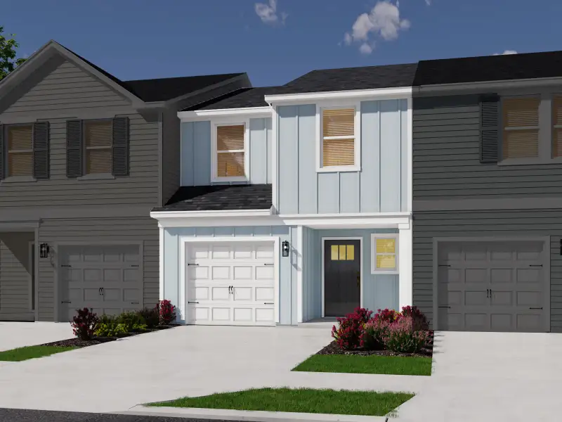 Front exterior of a new home in Courts at Brook Run, Moncks Corner, SC, highlighting curb appeal (Image 1). Front exterior of a new home in Courts at Brook Run, Moncks Corner, SC, highlighting curb appeal (Image 1).