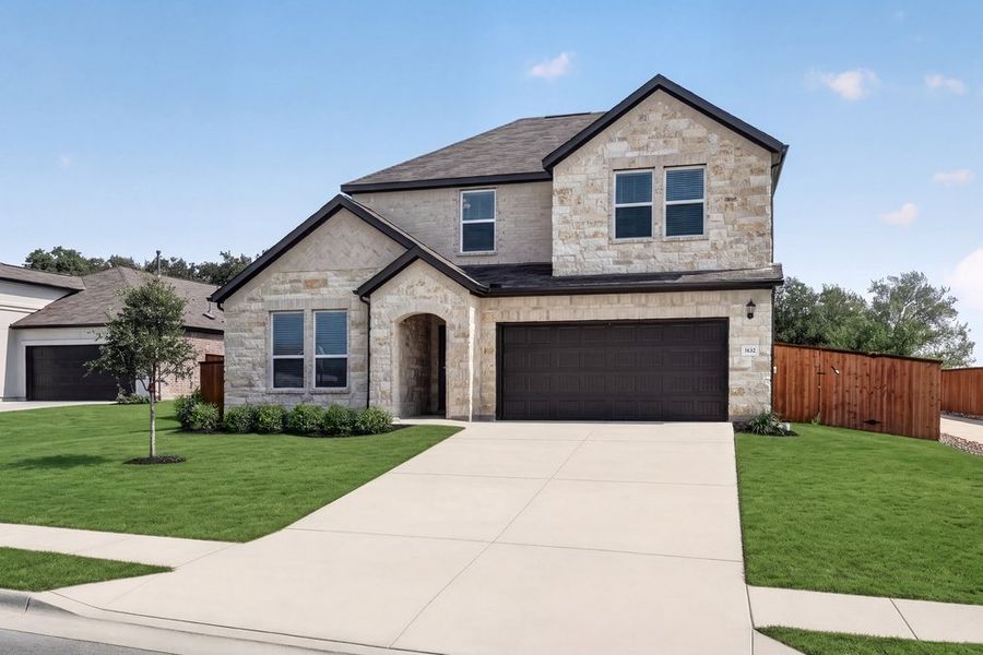 Front exterior of a new home in Lisso, Pflugerville, TX, highlighting curb appeal (Image 25). Front exterior of a new home in Lisso, Pflugerville, TX, highlighting curb appeal (Image 25).