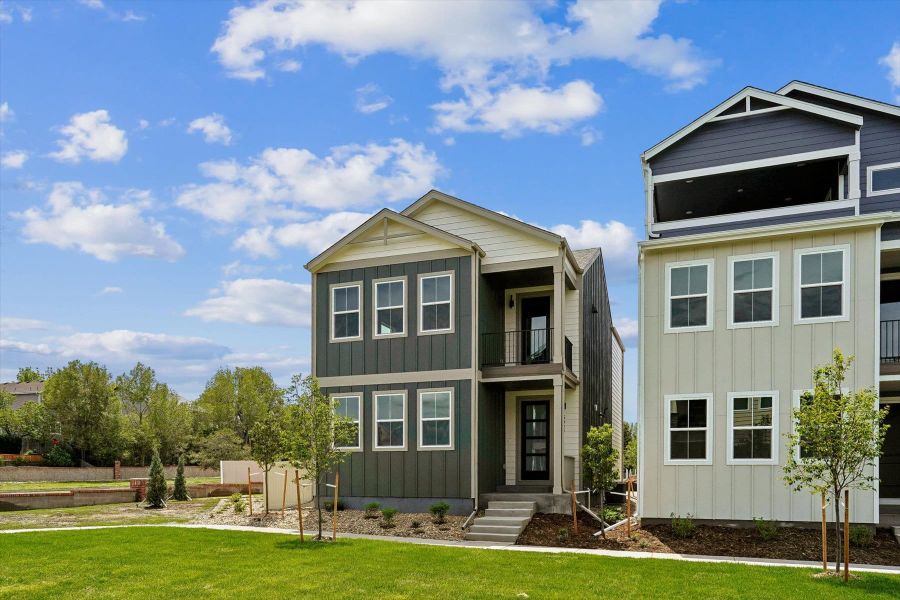 Front exterior of a new home in Pony Park, Colorado Springs, CO, highlighting curb appeal (Image 2).