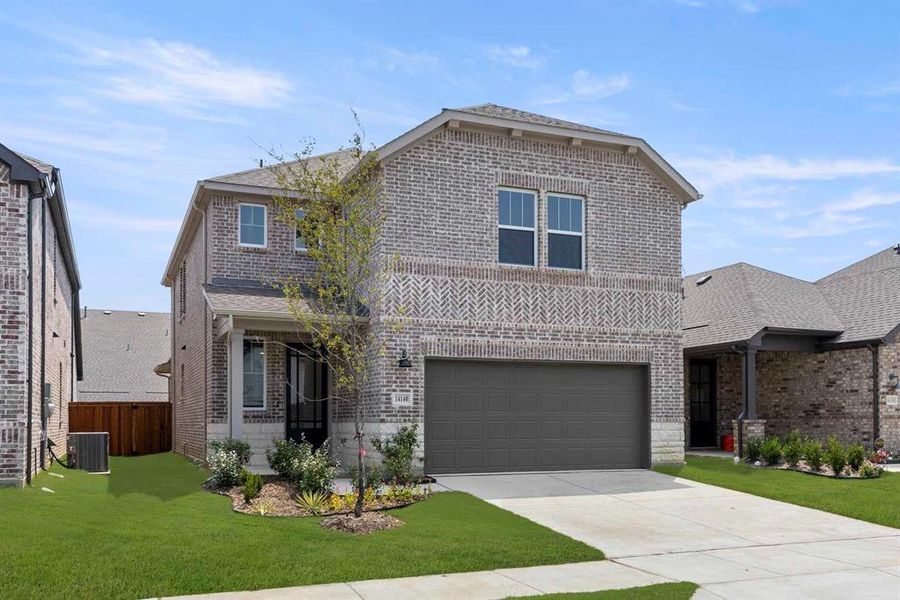 Front exterior of a new home in Creekview Fossil Ridge, Pilot Point, TX, highlighting curb appeal (Image 18). Front exterior of a new home in Creekview Fossil Ridge, Pilot Point, TX, highlighting curb appeal (Image 18).