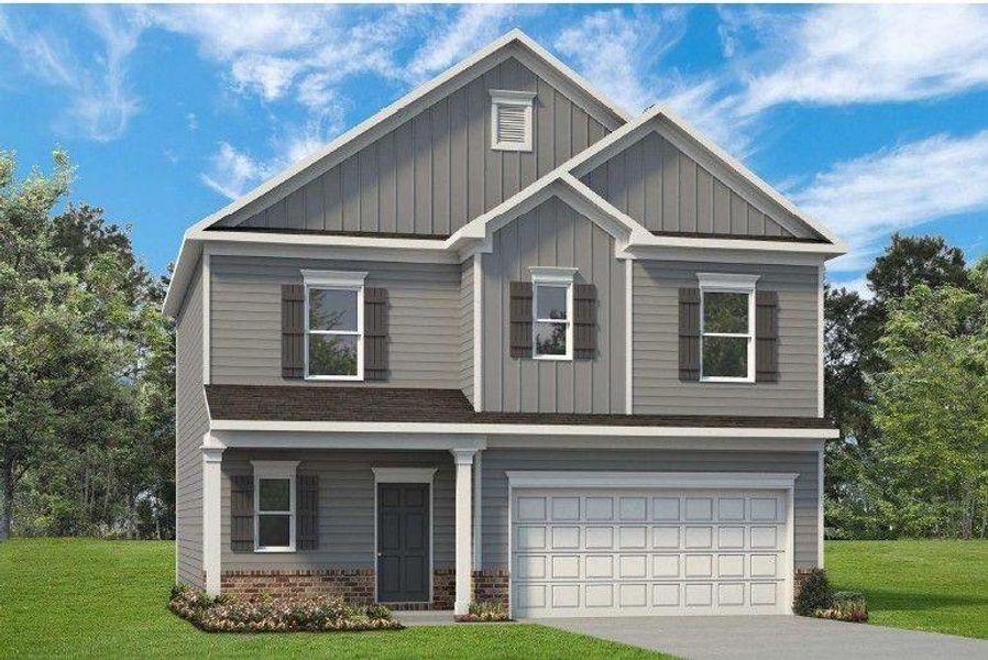 Front exterior of a new home in Hawks View, Ringgold, GA, highlighting curb appeal (Image 1). Front exterior of a new home in Hawks View, Ringgold, GA, highlighting curb appeal (Image 1).