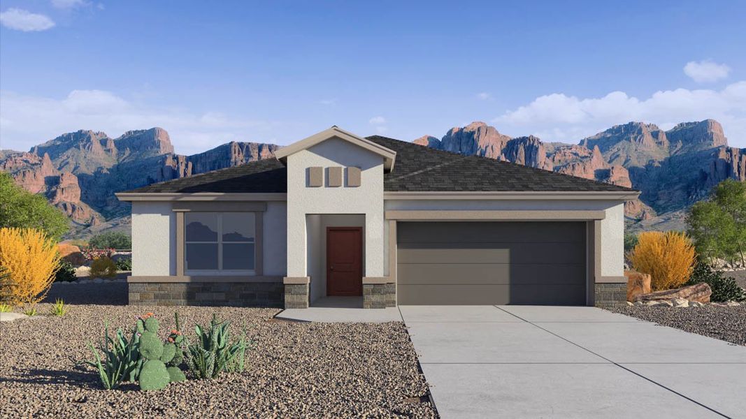 Representative exterior photo of a completed home built from the Kingston by D.R. Horton in Quail Ranch, San Tan Valley, AZ (Image 21). Representative exterior photo of a completed home built from the Kingston by D.R. Horton in Quail Ranch, San Tan Valley, AZ (Image 21).