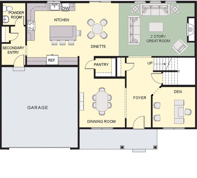 2D floor plan layout for the The Cambridge by Forbes Capretto Homes in Wheatfield Crossing, North Tonawanda, NY (Image 3).