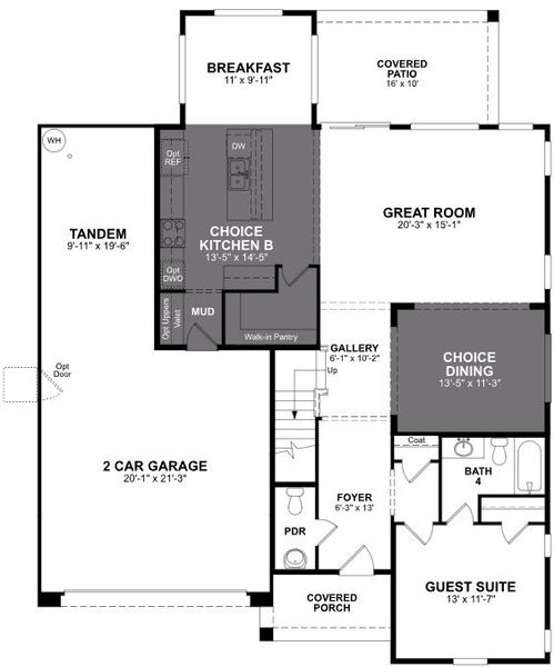 2D floor plan layout of this home in Tirreno at IronWing, Litchfield Park, AZ (Image 4).