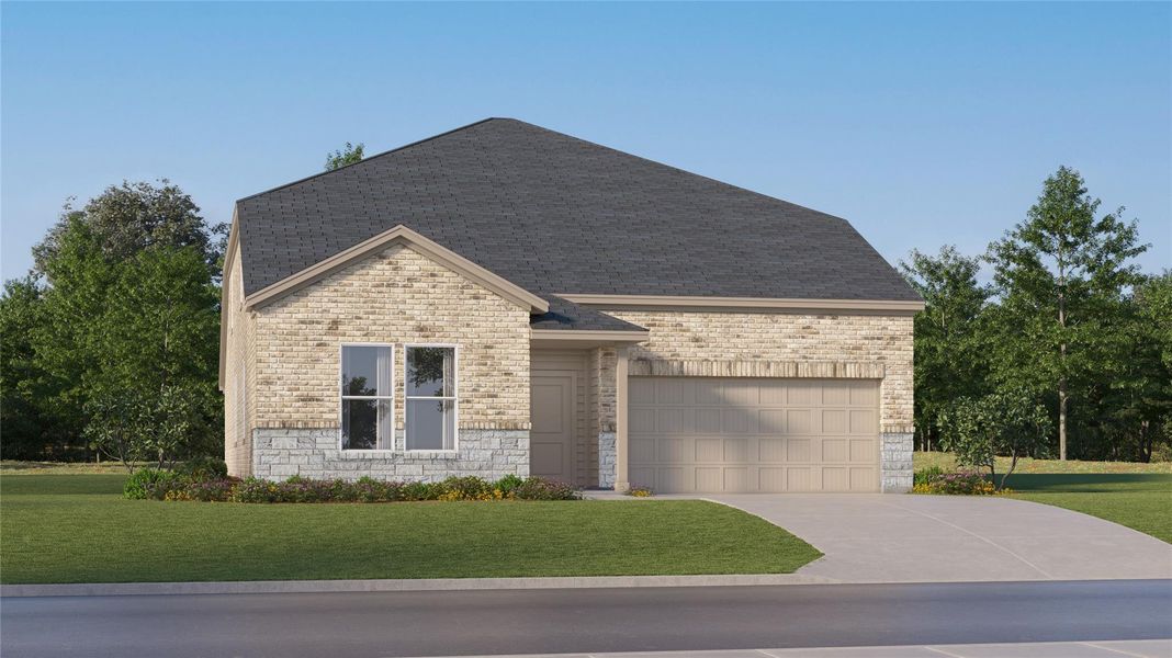 Front exterior of a new home in Thunder Rock, Marble Falls, TX, highlighting curb appeal (Image 22). Front exterior of a new home in Thunder Rock, Marble Falls, TX, highlighting curb appeal (Image 22).
