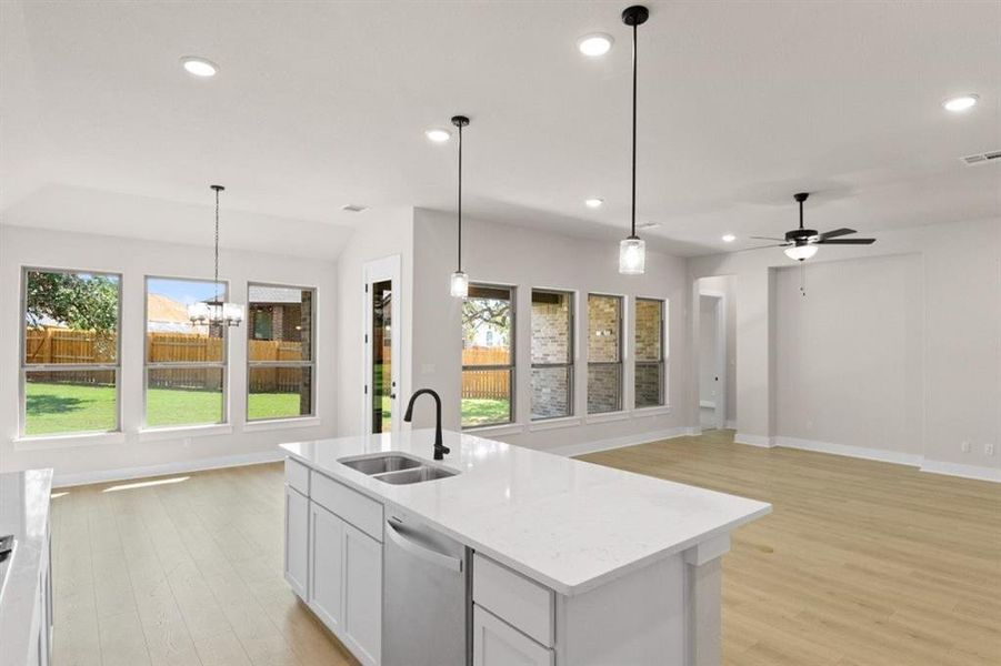 Kitchen; overlooking Dining and Living areas