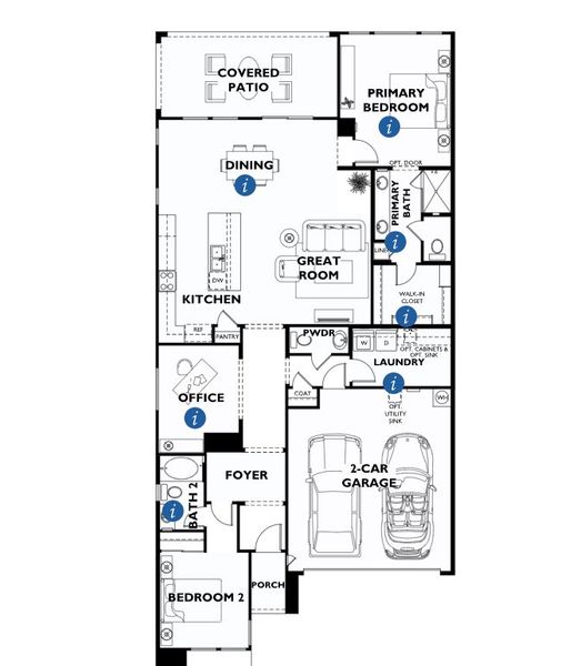 2D floor plan layout of this home in Trilogy® at Verde River™, Rio Verde, AZ (Image 5).