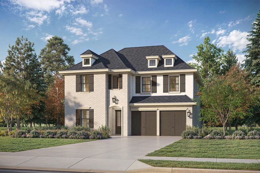 Representative exterior photo of a completed home built from the Ryder by Landon Homes in Fields - Brookside North, Frisco, TX (Image 1). Representative exterior photo of a completed home built from the Ryder by Landon Homes in Fields - Brookside North, Frisco, TX (Image 1).