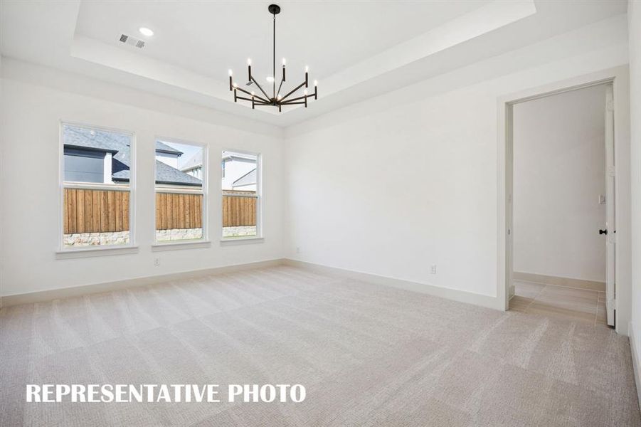 The dreamy owner's suite is located at the rear of the home for additional privacy.  REPRESENTATIVE PHOTO