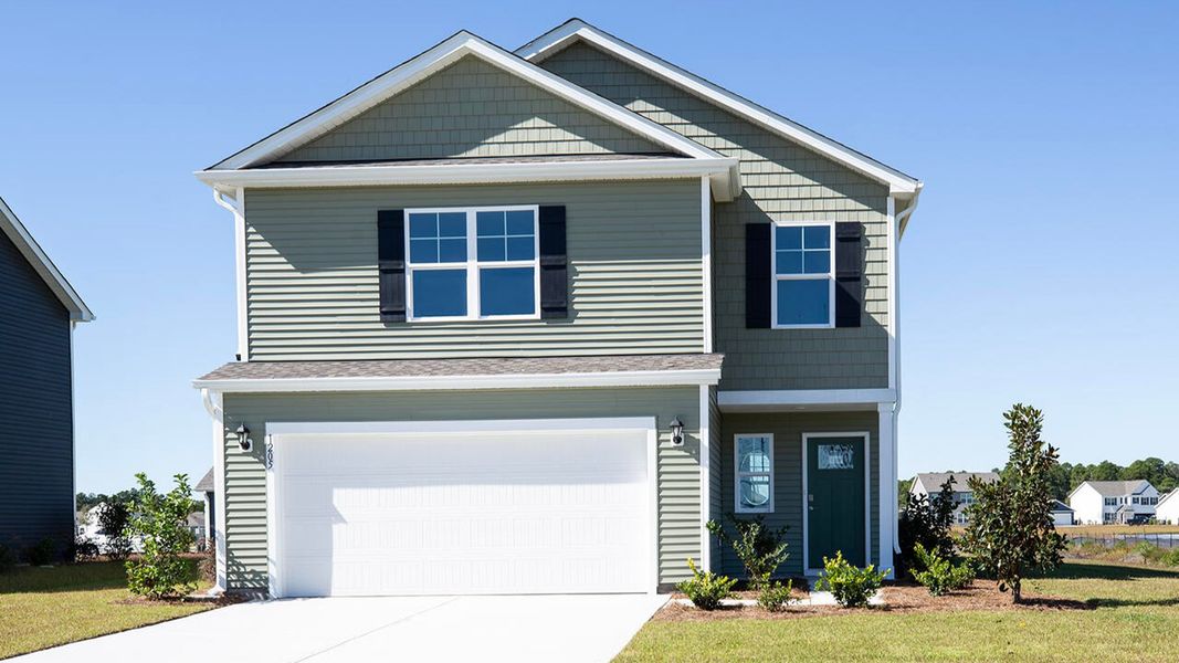 Front exterior of a new home in Halls Landing, Bolivia, NC, highlighting curb appeal (Image 1).
