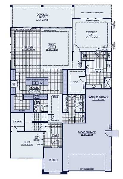 2D floor plan layout for the Willow by William Ryan Homes in Alta Vida at Westpark, Buckeye, AZ (Image 6).