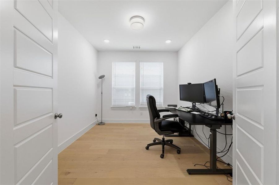 Dedicated office space and double doors for privacy