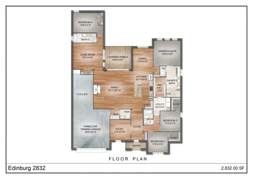 2D floor plan layout for the The Edinburg by Kenmark Homes in Paloma Ranches, Justin, TX (Image 3). 2D floor plan layout for the The Edinburg by Kenmark Homes in Paloma Ranches, Justin, TX (Image 3).